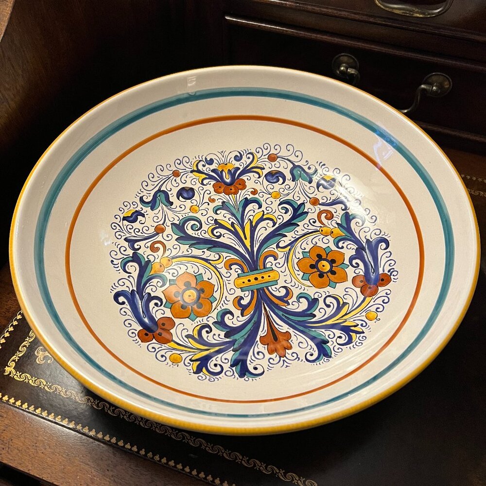 Nova Deruta 13” Pasta Bowl Large Serving Dish Italian Ceramic Hand Painted